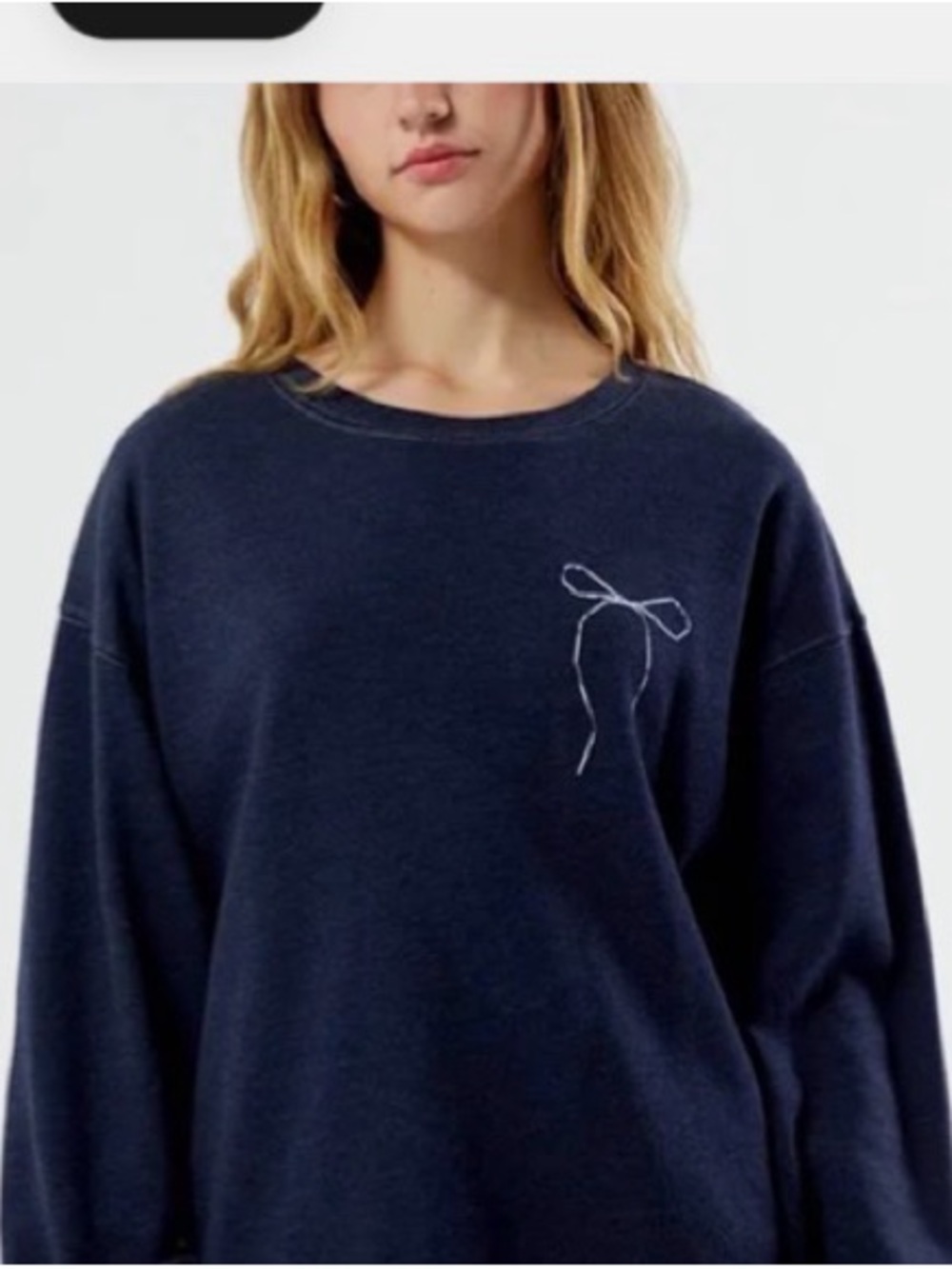 PacSun Navy Crewneck Sweatshirt with White Bow Stitch